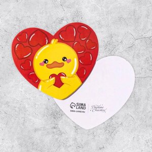 Открытка-валентинка "От всего сердца" утёнок, 7,1 6,1 см