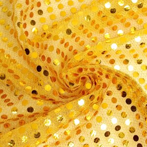 Отрез для рукоделия, сетка с пайетками, цвет жёлтый, 47,5 50 см