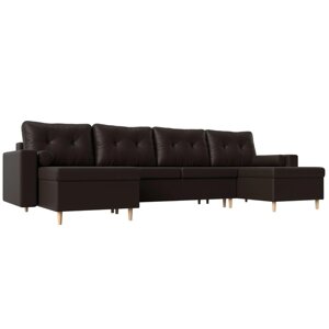 П-образный диван «Белфаст», механизм пантограф, экокожа, цвет коричневый