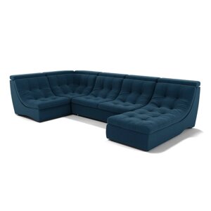 П-образный диван «Монако 4», механизм венеция, универсальный, велюр, цвет селфи 02