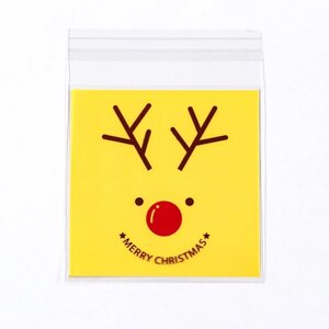 Пакет БОПП с липкой лентой, "Счастливого Рождества", 10 х 10+3см