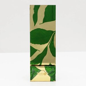 Пакет бумажный фасовочный, 4-хслойный, золотой «Зелёный лист», окно, 8 х 5 х 24 см