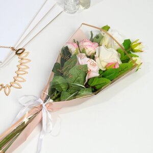 Пакет для цветов «Самой прекрасной», пудровый, 28 х 9 х 43.5 см