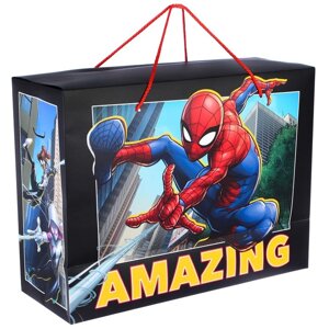Пакет-коробка, 40 х 30 х 15 см "Amazing", Человек-паук