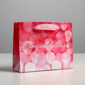 Пакет подарочный ламинированный горизонтальный, упаковка, «Congratulations!S 15 х 12 х 5.5 см