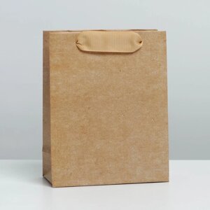 Пакет подарочный ламинированный, упаковка, «Крафтовый», S 12 х 15 х 5.5 см
