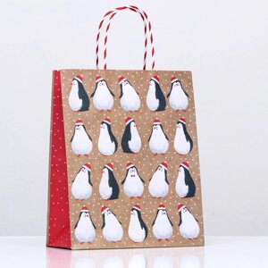Пакет подарочный "Пингвины" 26 х 32 х 12 см