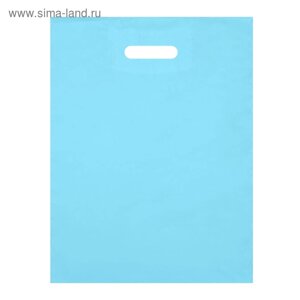 Пакет полиэтиленовый, с вырубной ручкой, голубой, 34 х 45, 33 мкм