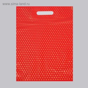 Пакет полиэтиленовый, с вырубной ручкой, «Горошек», бордовый, 35 х 45 см, 50 мкм