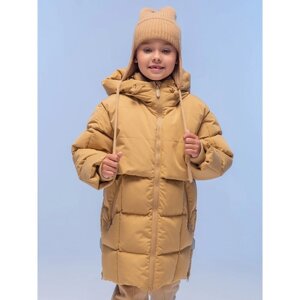 Пальто для девочек, рост 98 см, цвет бежевый