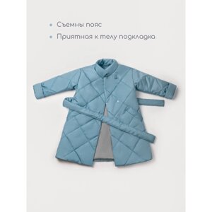 Пальто стёганое для девочек TRENDY, рост 116-122 см, цвет голубой