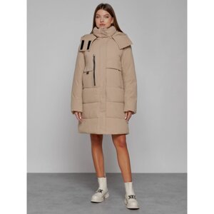 Пальто утепленное зимнее женское, размер 42, цвет светло-коричневый