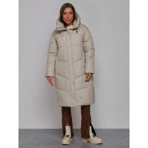 Пальто утепленное зимнее женское, размер 44, цвет светло-серый