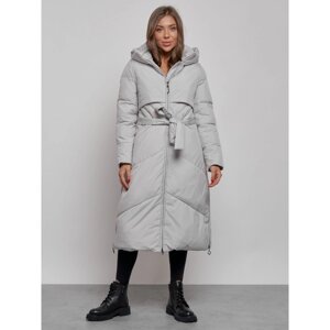 Пальто утепленное зимнее женское, размер 44, цвет светло-серый