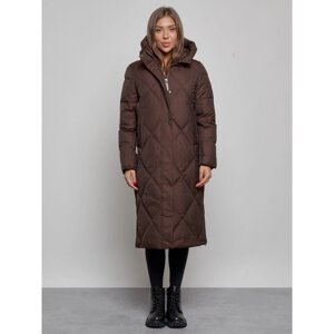 Пальто утепленное зимнее женское, размер 44, цвет тёмно-коричневый