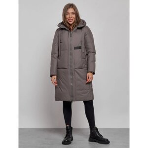 Пальто утепленное зимнее женское, размер 44, цвет тёмно-серый