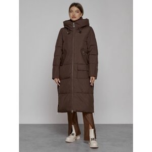 Пальто утепленное зимнее женское, размер 46, цвет тёмно-коричневый