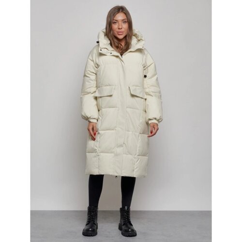 Пальто утепленное зимнее женское, размер 48, цвет бежевый