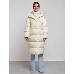 Пальто утепленное зимнее женское, размер 48, цвет светло-бежевый