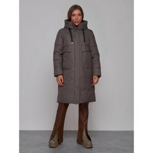 Пальто утепленное зимнее женское, размер 48, цвет тёмно-серый