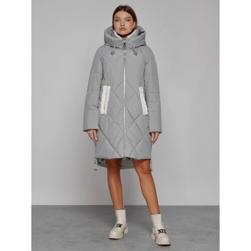 Пальто утепленное зимнее женское, размер 50, цвет серый