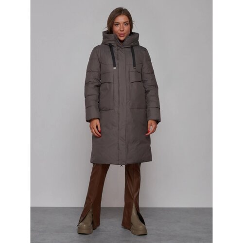Пальто утепленное зимнее женское, размер 50, цвет тёмно-серый