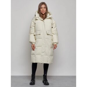 Пальто утепленное зимнее женское, размер 52, цвет бежевый