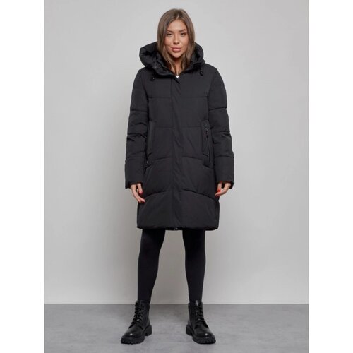 Пальто утепленное зимнее женское, размер 56, цвет чёрный