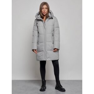 Пальто утепленное зимнее женское, размер 56, цвет серый