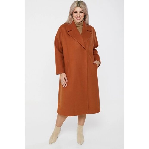 Пальто женское, размер 62, цвет оранжевый