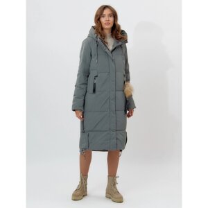 Пальто зимние утепленное женское, размер 54, цвет хаки