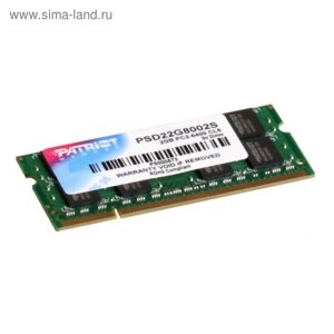 Память DDR2 2gb 800mhz patriot PSD22G8002S RTL PC2-6400 CL6 SO-DIMM 204-pin 1.8в