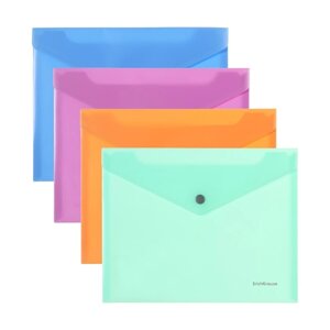 Папка-конверт на кнопке ErichKrause "Matt Pastel Bloom", A5+непрозрачный, в пакете, МИКС