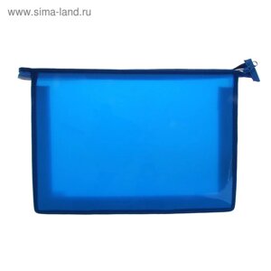 Папка пластиковая А4, 325 х 230 х 55 мм, молния сверху, Calligrata "Офис", ПМ-А4-02, 0.5 мм, цветная, текстура "песок", синяя