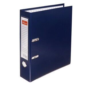 Папка-регистратор А4, 75 мм, Calligrata, ПВХ, металлическая окантовка, карман на корешок, собранная, синяя