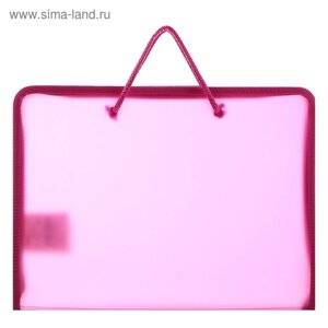 Папка с ручками А4, 230 х 185 х 25 мм, молния вокруг, пластиковая, ПТ-112, "Офис", тонированная, цвет розовый