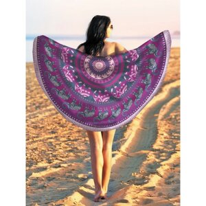 Парео и пляжный коврик «Фиолетовая мандала», d = 150 см