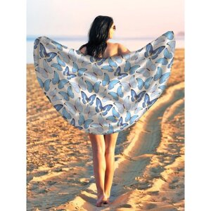 Парео и пляжный коврик «Голубые бабочки», d = 150 см