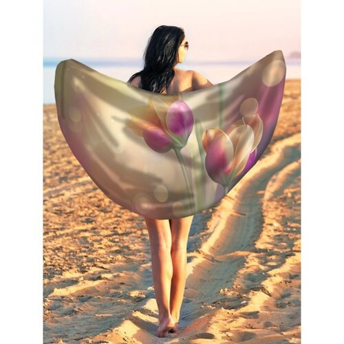 Парео и пляжный коврик «Утро с тюльпанами», d = 150 см