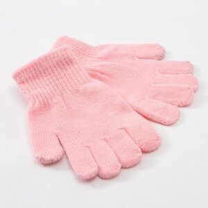 Перчатки детские MINAKU "Однотонные", цв. светло-розовый, р-р 16 (10-12 лет)