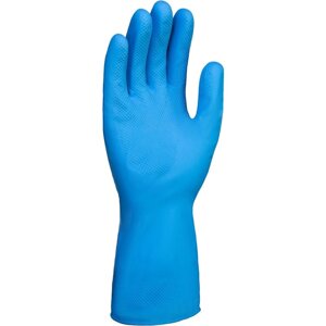 Перчатки DOG LH040 латексные хозяйственные с х/б напылением синие размер 9(L)