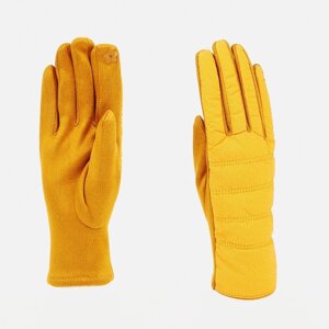 Перчатки женские, безразмерные, с утеплителем, цвет жёлтый