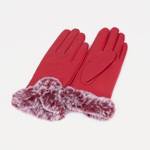 Перчатки женские, размер 7.5, с утеплителем, цвет красный