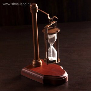 Песочные часы "Подвесные" латунь, алюминий, дерево (3 мин) 14х9х23 см
