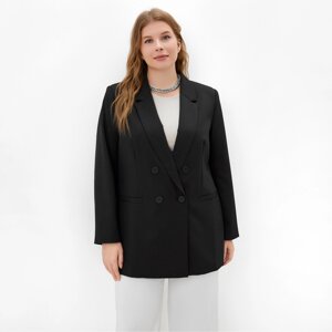 Пиджак женский двубортный MIST plus-size, размер 52, цвет чёрный