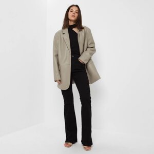 Пиджак женский (экокожа) Eco leather, цвет серый, размер 46-48