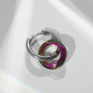 Пирсинг в ухо «Кольцо» Сатурн, d=13 мм, цвет бензиновый в серебре