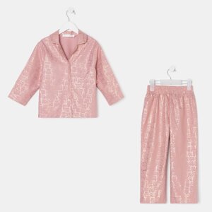 Пижама детская из фанели из фанели (рубашка, брюки) KAFTAN "Котики", размер 110-116, розовый
