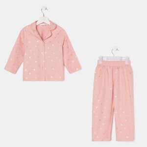 Пижама детская из фланели (рубашка, брюки) KAFTAN "Одуванчики", рост 122-128, розовый