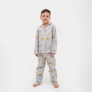 Пижама детская (рубашка, брюки) KAFTAN "Лев" р. 110-116, серый